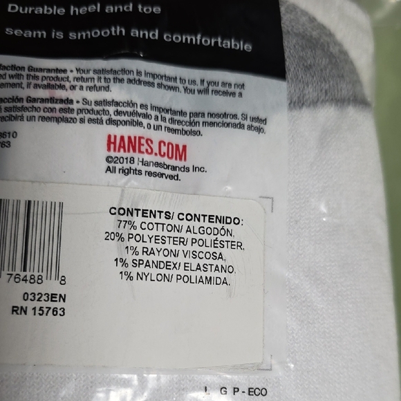 Hanes Men's Value Pack Ankle Socks - White and Gray - Picture 4 of 5
